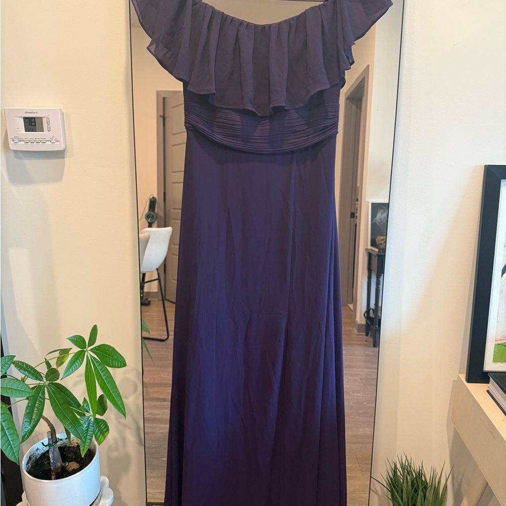Bridesmaid Purple Off-Shoulder Dress